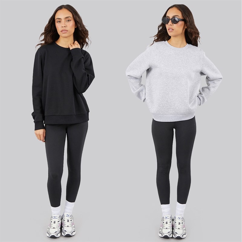 Damen - Viola Sweatshirts Zwei-Pack Schwarz/Grey Marl - Bild 3