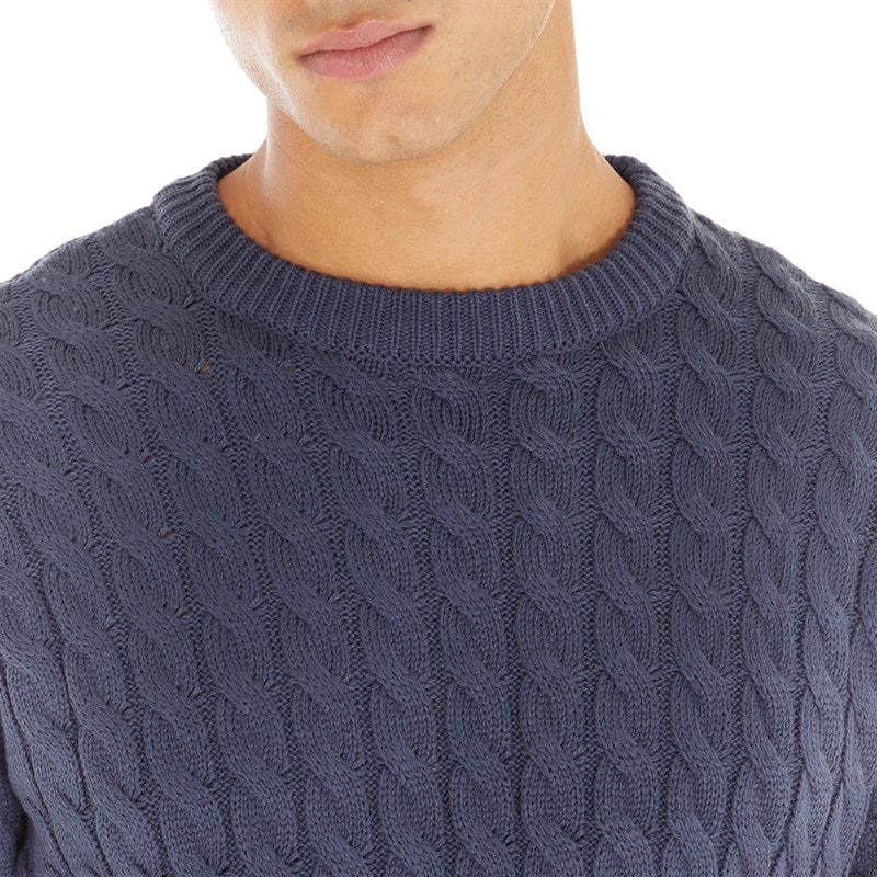 Pull à col rond torsadé hommes Marine - Image 3
