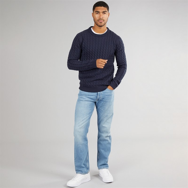 Pull à col rond torsadé hommes Marine - Image 4