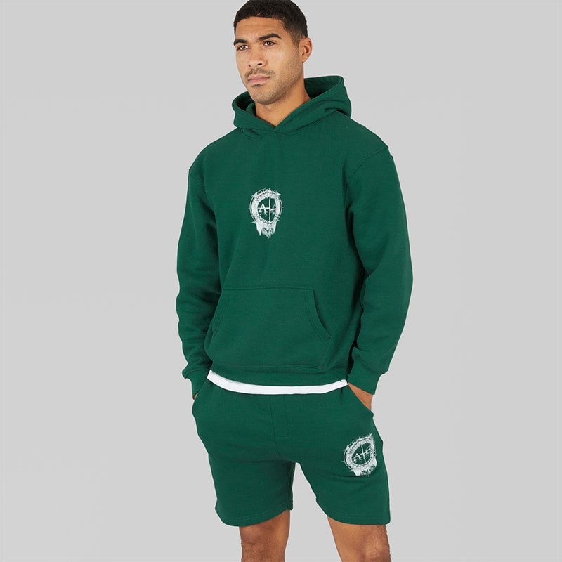 Ensemble sweat à capuche fausse peau et shorts hommes Emerald - Image 1