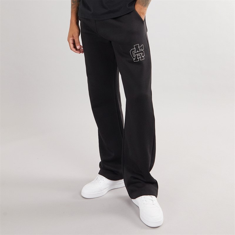 Herren - Emblem Jogginghose mit Offenem Saum Schwarz - Bild 1