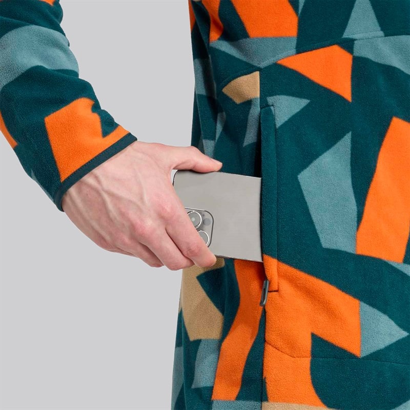 Mężczyźni kurtka polarowa terrex multi z nadrukiem i pełnym zamkiem Aurora Ivory/Semi Impact Orange – zdjęcie  2