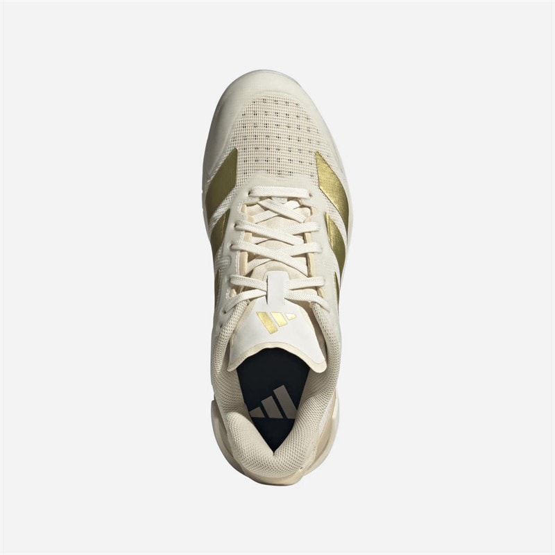 Damen - Courterblast Adizero Hallenschuhe Off White/Gold Metallic/Crystal Sand - Bild 4