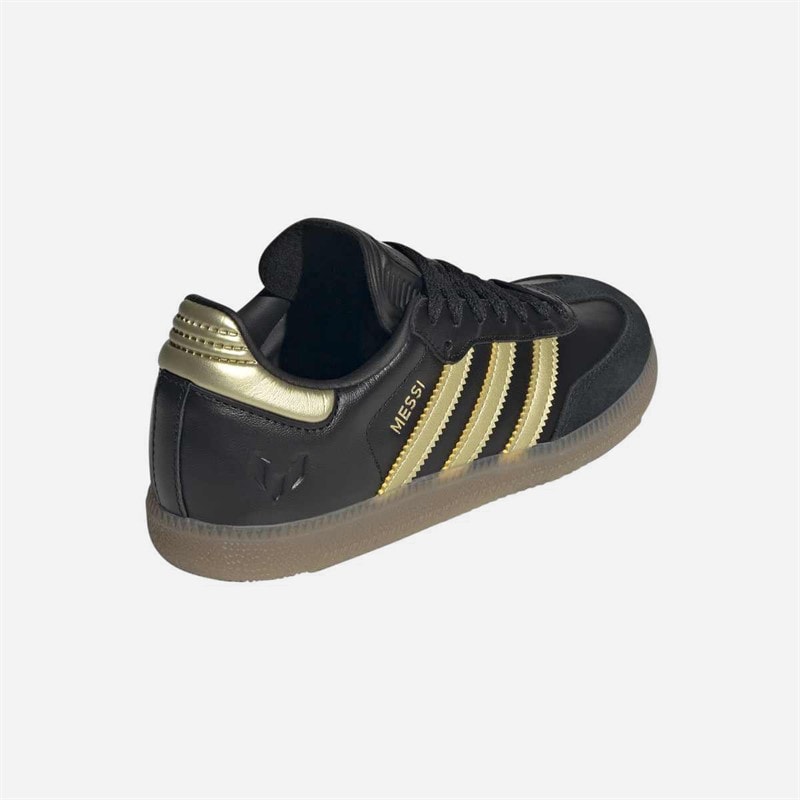 adidas Kinderen samba messi in indoor voetbalschoenen - Core Zwart/Gold Metallic/Gum - Afbeelding 3