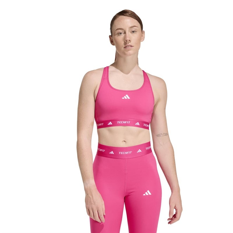 Damskie sportowy biustonosz techfit o średnim wsparciu Real Magenta – zdjęcie  4