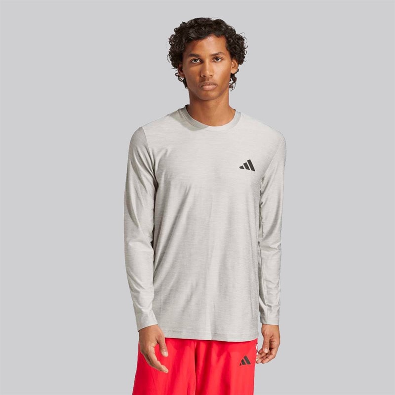 Herren - Train Essentials Stretch Langarmshirt Mittelgrau Heather - Bild 2