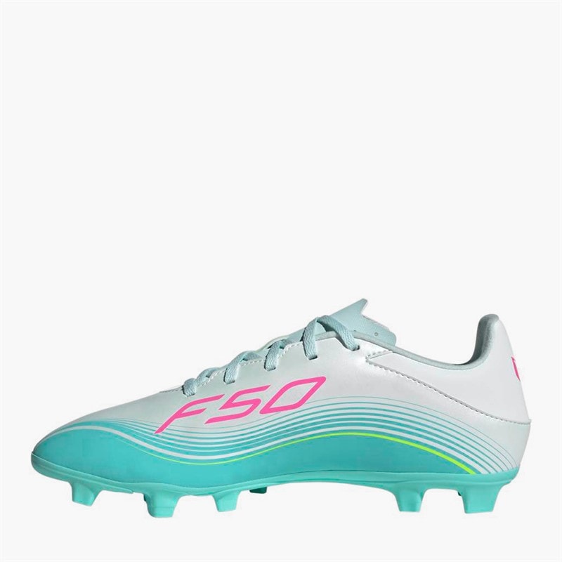 adidas Chaussures de football F50 Messi Club Aurora Radiante Pack FG terrain ferme hommes - Cloud White/Lucid Pink/Flash Aqua - Image 5