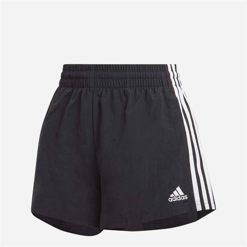 Shorts tissés essentiels 3 bandes femmes Noir/Blanc - Image 1