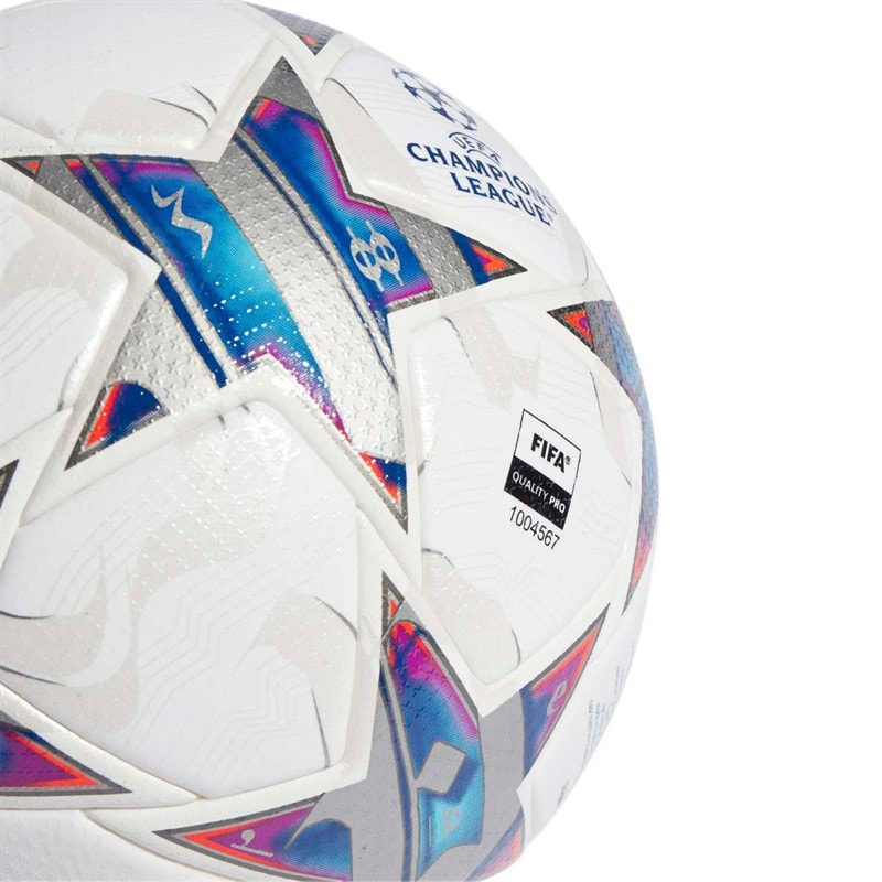 piłka nożna oficjalna meczowa pro UEFA Champions League 23/24 (certyfikat FIFA Quality Pro) Biały/Silver Metallic/Bright Cyan/Royal Blue – zdjęcie  3