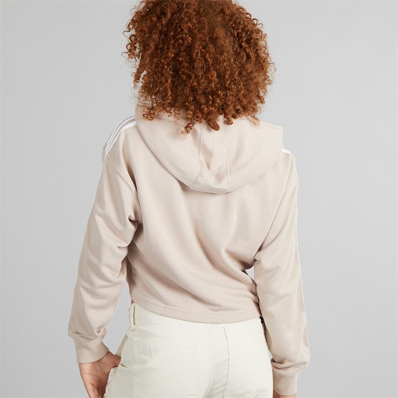 Sweat à capuche court Adicolor 3 bandes femmes Wonder Taupe - Image 2