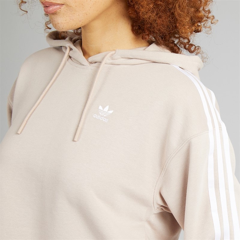 Sweat à capuche court Adicolor 3 bandes femmes Wonder Taupe - Image 3