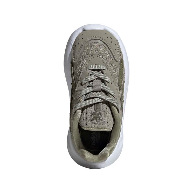 Niemowlęce ozelia elastyczne tenisówki z koronką Silver Pebble/Focus Olive/Cloud White – zdjęcie  4