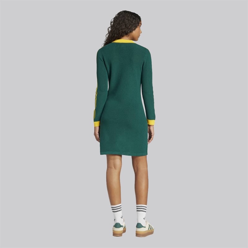 adidas Originals Robe polo en maille femmes - Vert universitaire/Cream Yellow - Image 2