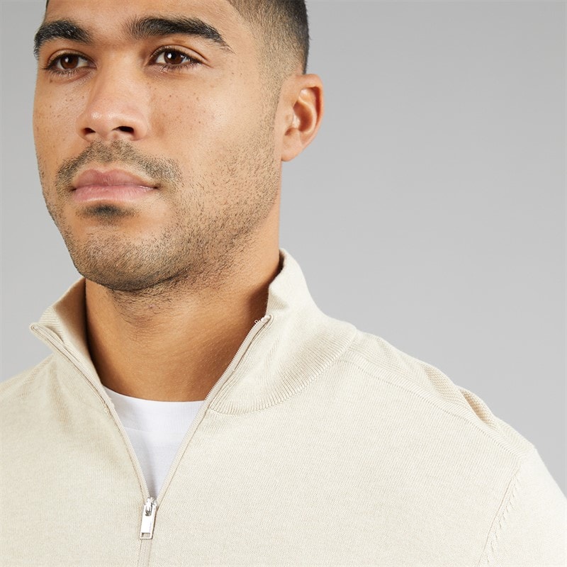 Pull en maille à fermeture éclair 1/4 hommes Oatmeal - Image 3