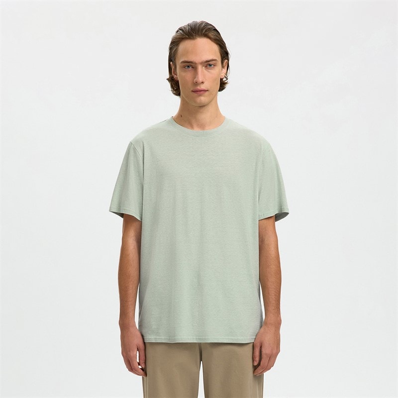 Heren adam linnenmix t-shirt Aqua Gray - Afbeelding 1