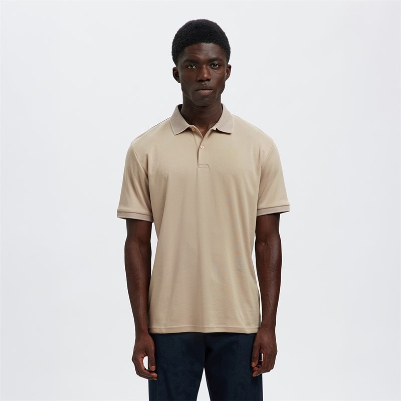 Selected Herren - Fave Button Polo-Shirt - Oatmeal