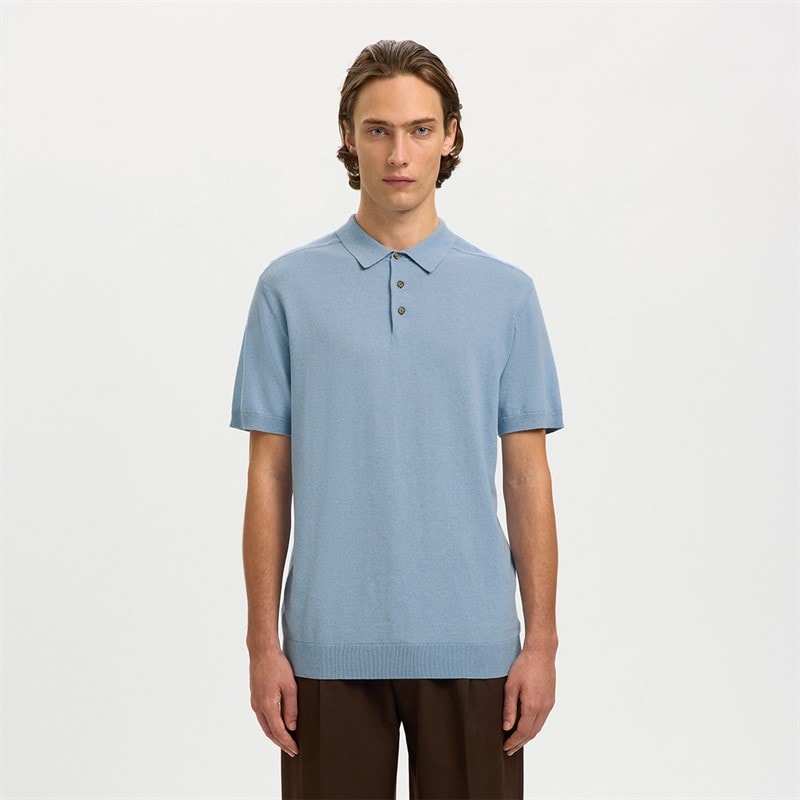 Herren - Berg Strick-Poloshirt Dusty Blue - Bild 1