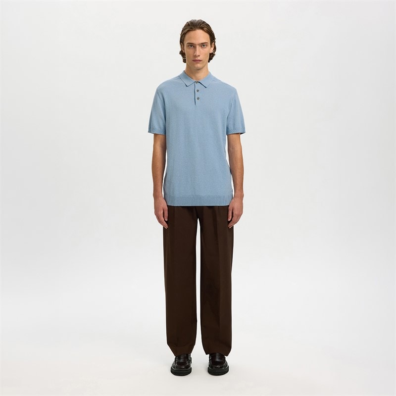 Herren - Berg Strick-Poloshirt Dusty Blue - Bild 2