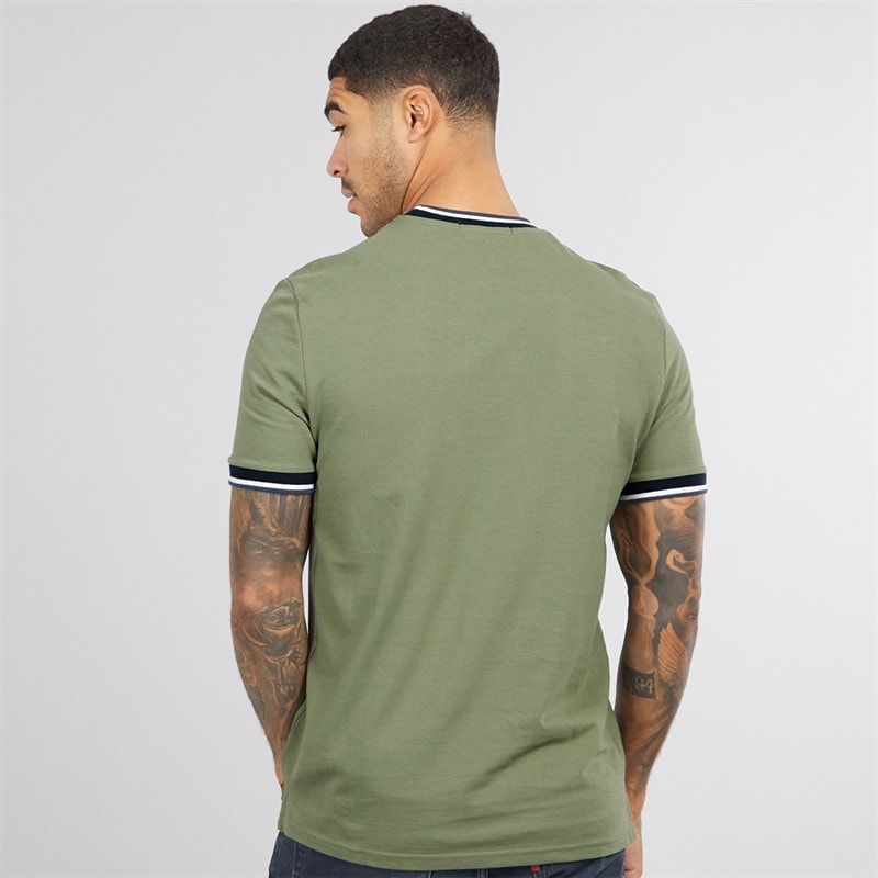 Mężczyźni koszulka typu ringer z piké Pale Khaki – zdjęcie  2