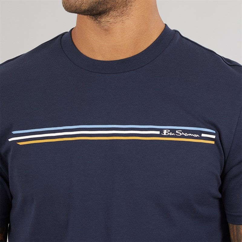 Heren core stripe t-shirt Donker Navy - Afbeelding 3