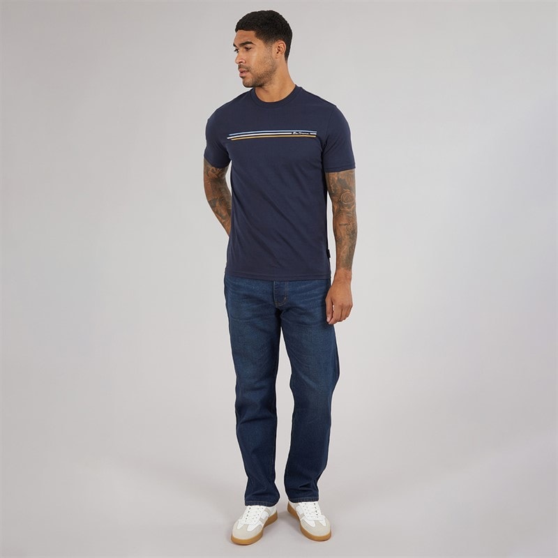 Heren core stripe t-shirt Donker Navy - Afbeelding 4