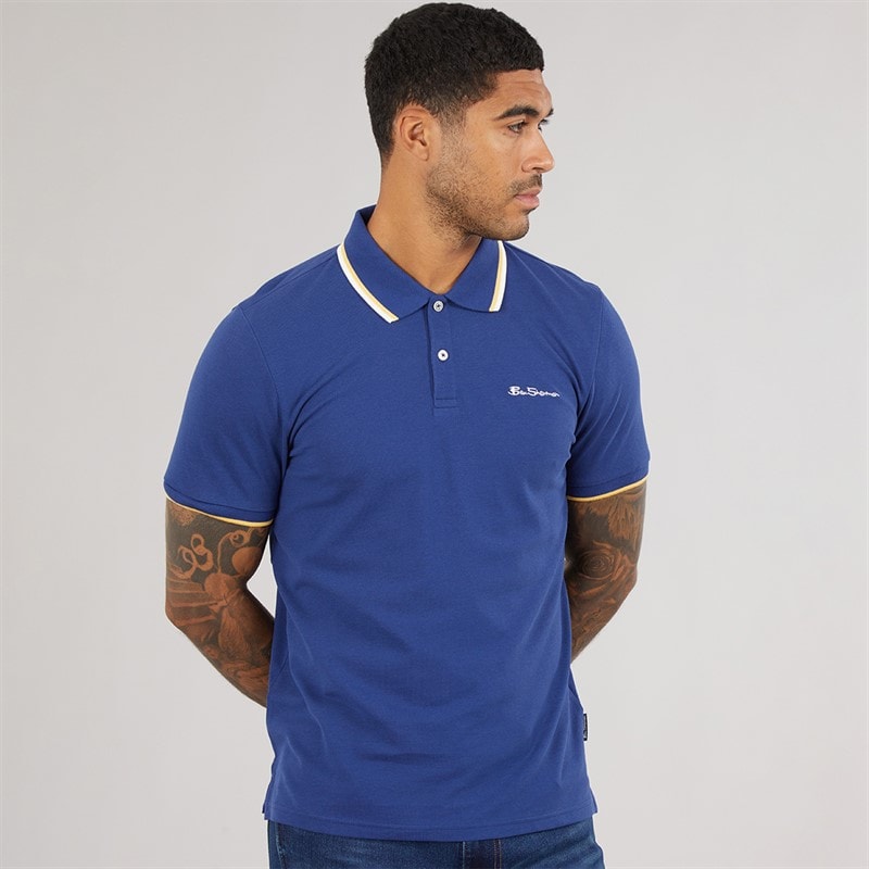 Ben Sherman Herren - Signature Piqué-Poloshirt - Persian Blue
