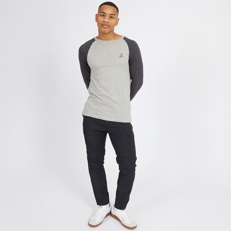 Herren - Terence Langarm Rundhals T-Shirt Hellgrau Marl/Dark Charcoal - Bild 4