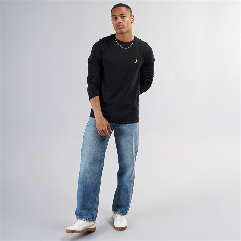 Mężczyźni longsleeve franz z okrągłym dekoltem Jet Black/Dark Charcoal Marl – zdjęcie  3