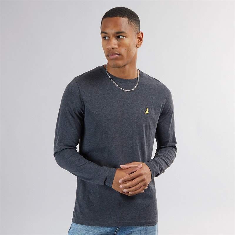 T-shirt Franz à manches longues col rond hommes Dark Charcoal Marl/Gris clair Marl - Image 3