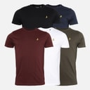 Herren - Russel T-Shirts Fünferpack Schwarz/Weiß/Navy/Khaki/Burgund