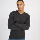 Pull col en V céleste hommes Dark Charcoal Mix