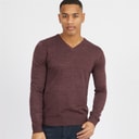 Pull col en V céleste hommes Burgundy Mix
