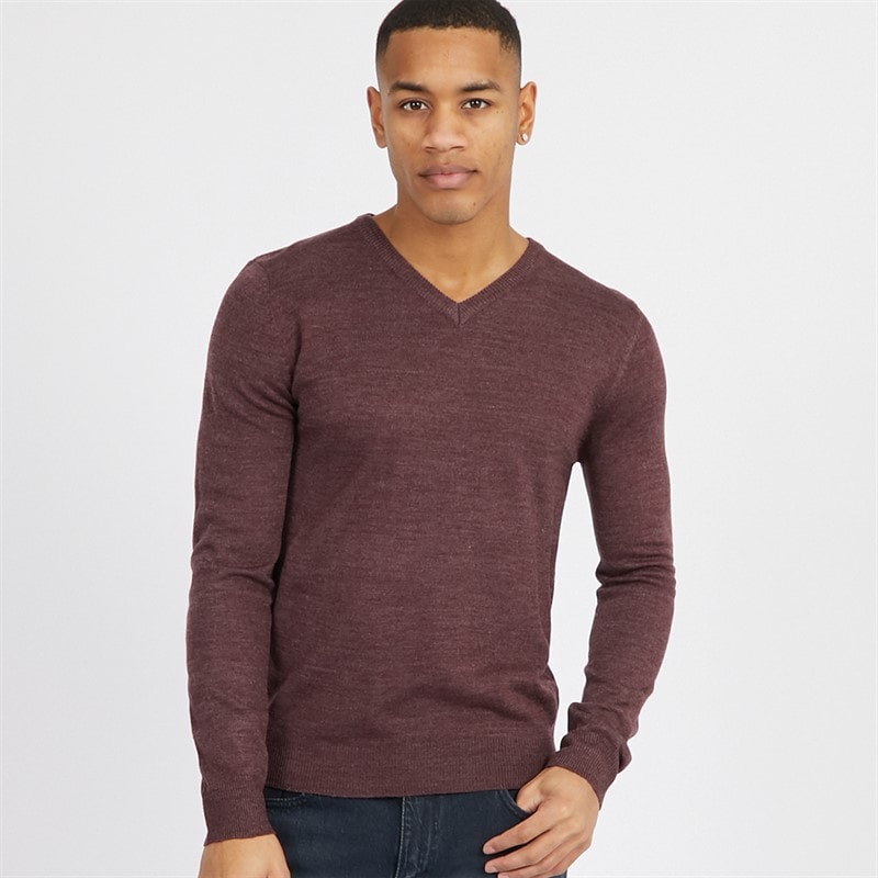Brave Soul Pull col en V céleste hommes - Burgundy Mix