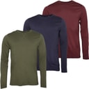 Heren trial driepack longsleeve tops Navy/Khaki/Bordeaux