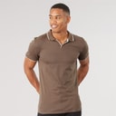 Heren ferrat polo Taupe/Optic White