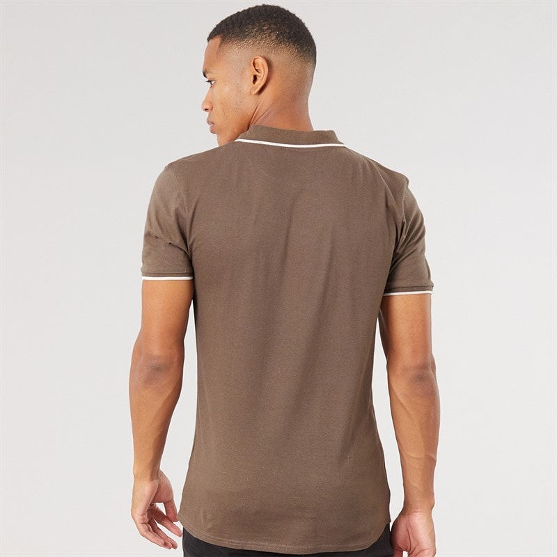 Heren ferrat polo Taupe/Optic White - Afbeelding 2