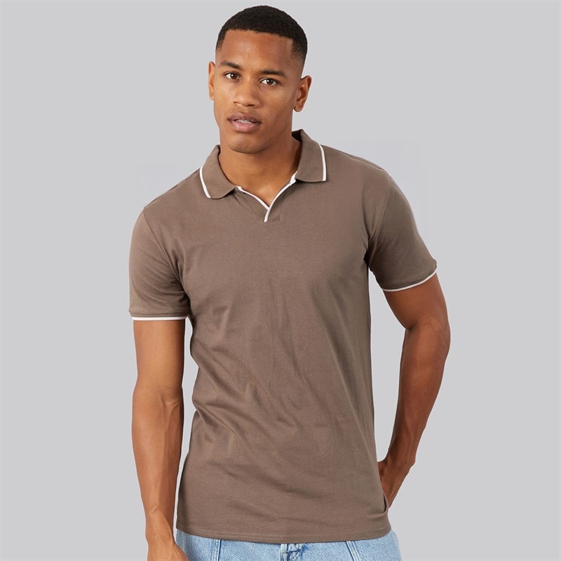 Heren ferrat polo Taupe/Optic White - Afbeelding 3