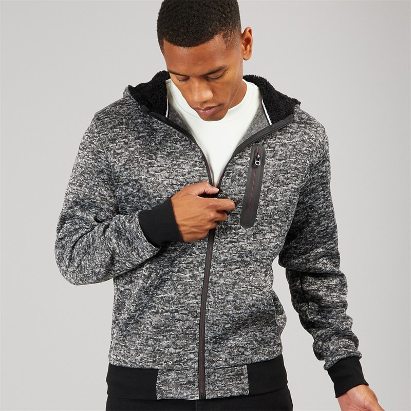 Brave Soul Veste à capuche zippée Severn hommes - Black Grindle/Jet Black