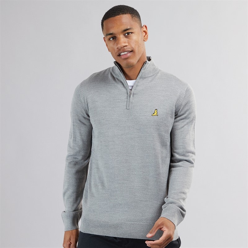 Herren - Georgie Sweatshirt mit 1/4-Reißverschluss und Funnel-Kragen Silver Grey Marl - Bild 1