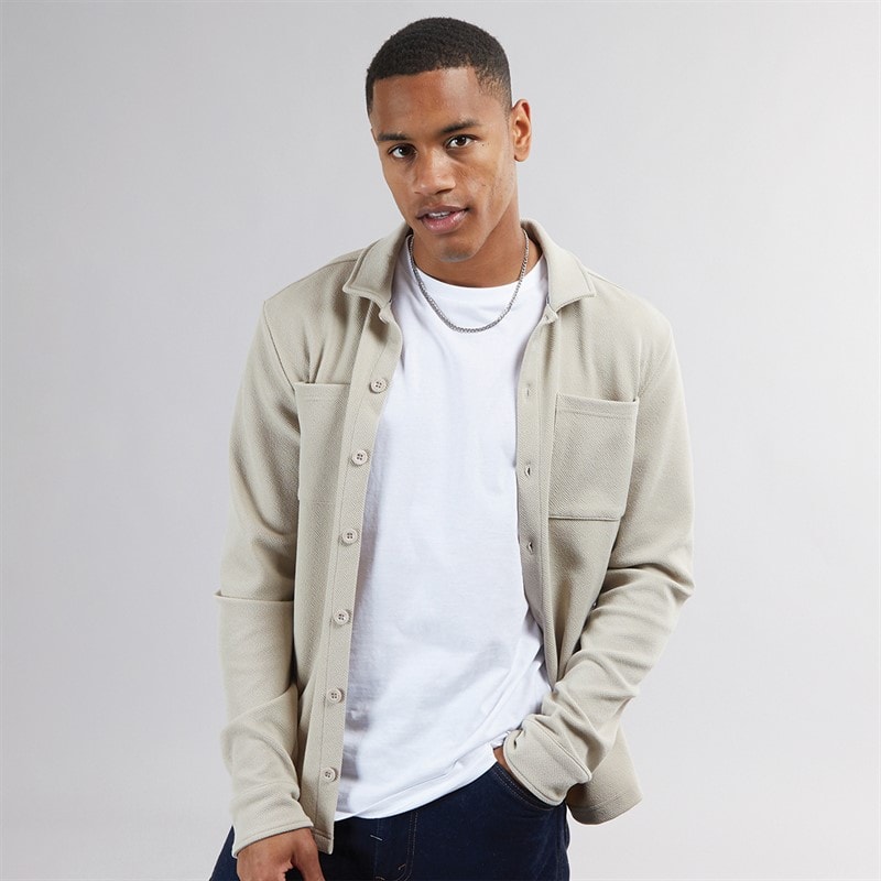 Brave Soul Herren - Knight Hemd mit Knöpfen und Langarm - Light Sand