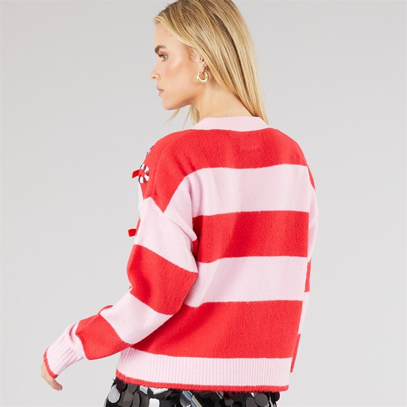 Damen - Candy-Bow-Cardigan Rot/Rosa - Bild 2