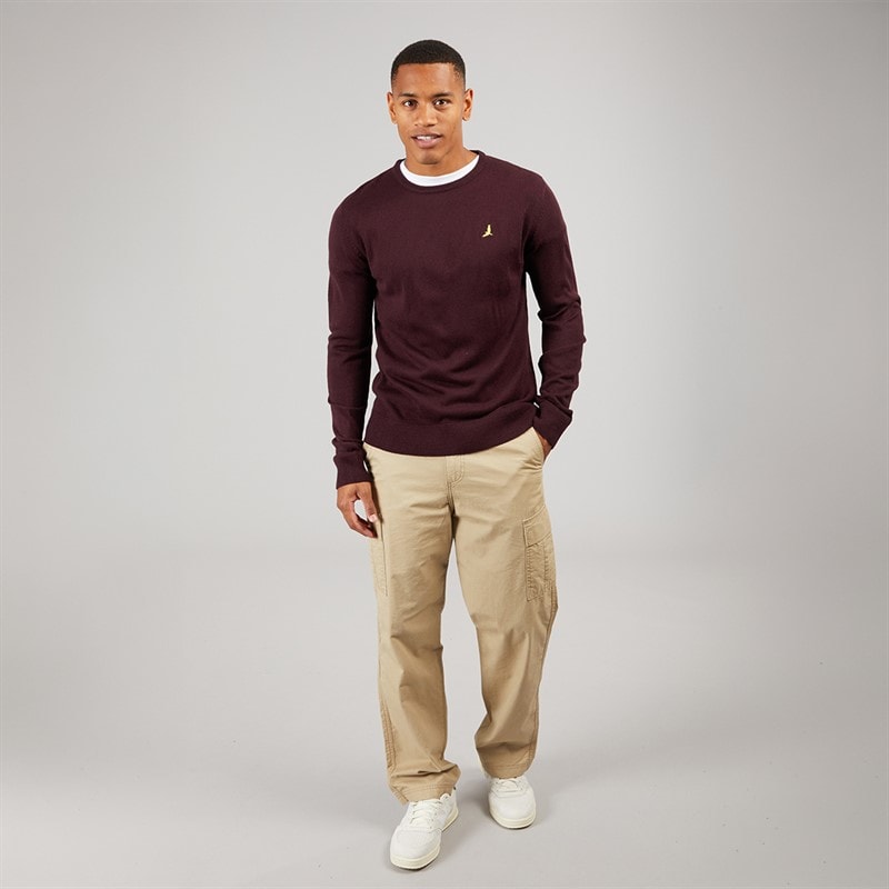Mężczyźni hybrydowy dzianinowy sweter Oxblood – zdjęcie  3