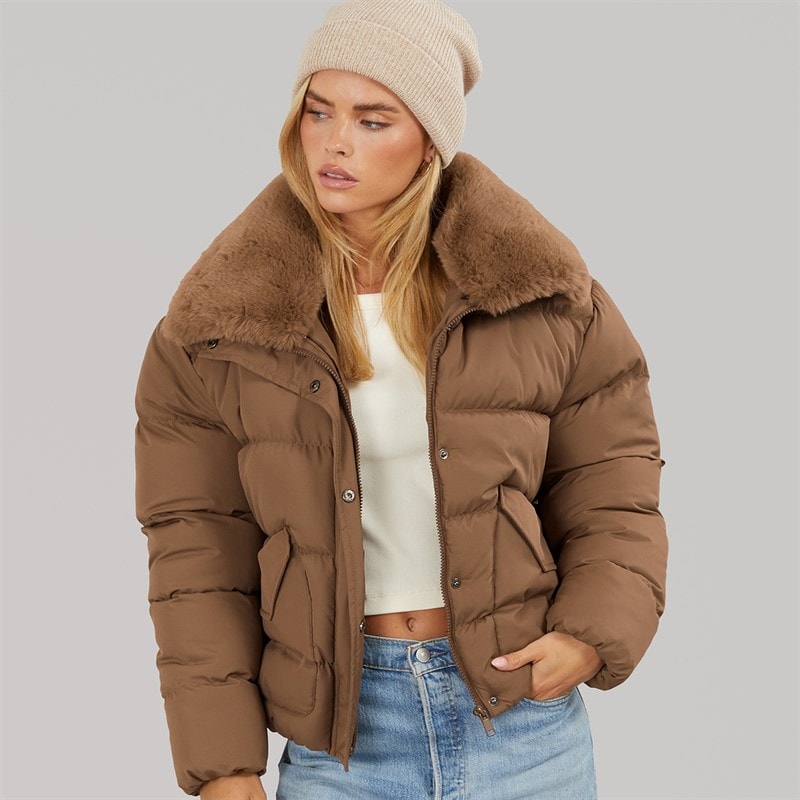 Veste courte matelassée Riha femmes Marron - Image 1