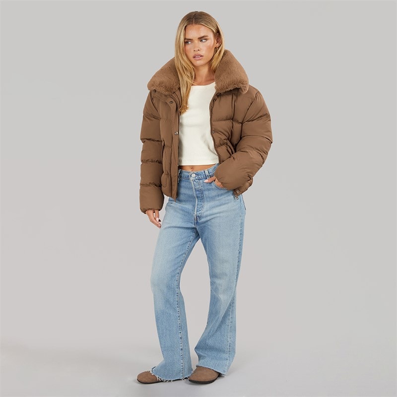 Veste courte matelassée Riha femmes Marron - Image 4
