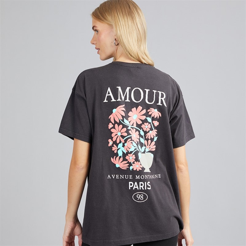 Damskie t-shirt amour Black Acid Wash – zdjęcie  3