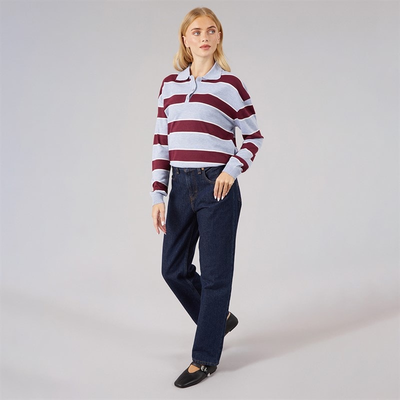 Dames jerico gebreid poloshirt Metallic Grey/Wine/Ivory - Afbeelding 4