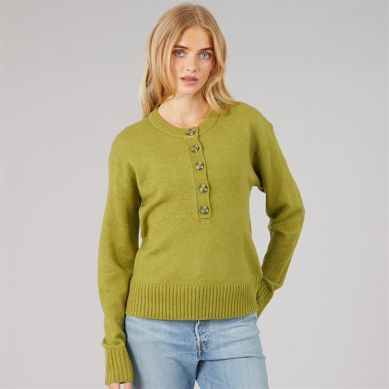 Dames keaton trui met ronde hals Olive - Afbeelding 1