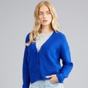 Dames daffie zachte gebreide vest Electric Blue