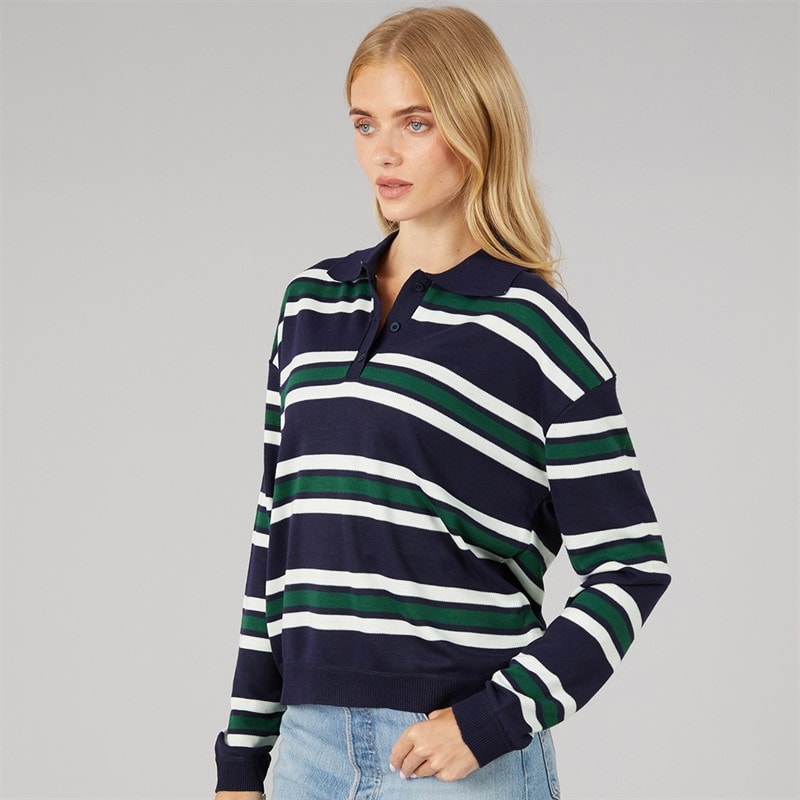 Polo en maille Jerico femmes Marine/Vert/Ivory - Image 2