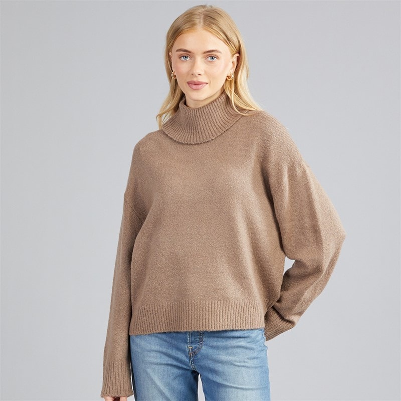 Pull col roulé mousseux femmes Mocha - Image 1